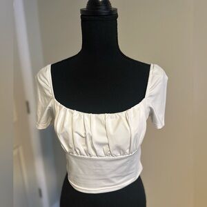 White Cropped Blouse SHEIN Size Medium